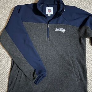 Seattle Seahawks Men's Navy blue and Gray Quarter-Zip Pullover Jacket